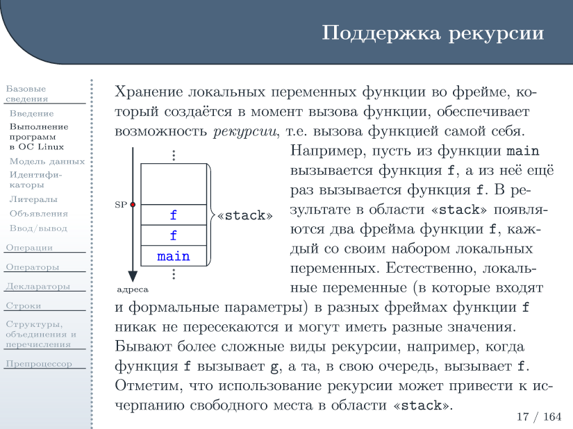 Поддержка рекурсии